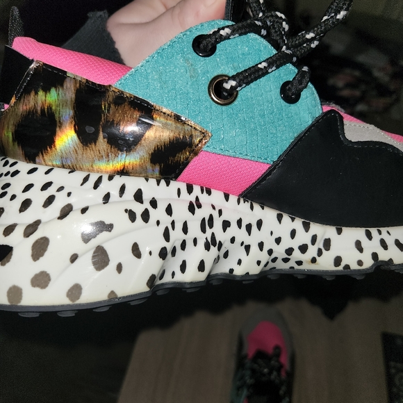 Steve Madden Cliff Mixed Media Leather Sneaker Leopard SIZE 5 - Picture 4 of 11